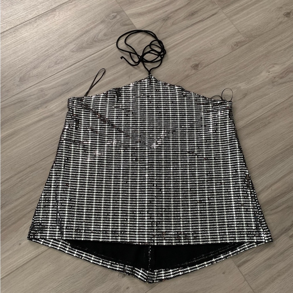Silver Sequin Zara Halter Top [L]